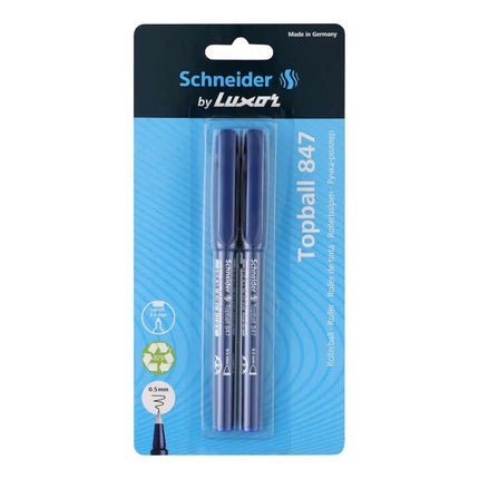 Schneider Top Ball 847 Roller Ball Pen | Pack of 2 - Blue - Roller Ball Pens