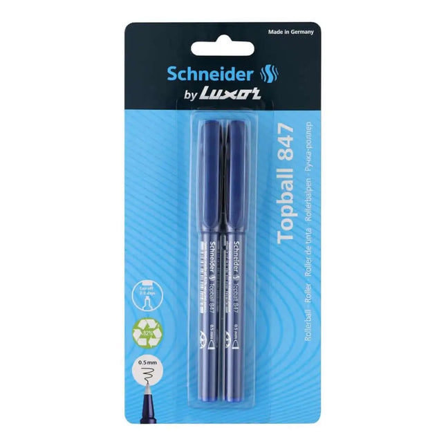 Schneider Top Ball 847 Roller Ball Pen | Pack of 2 - Blue - Roller Ball Pens
