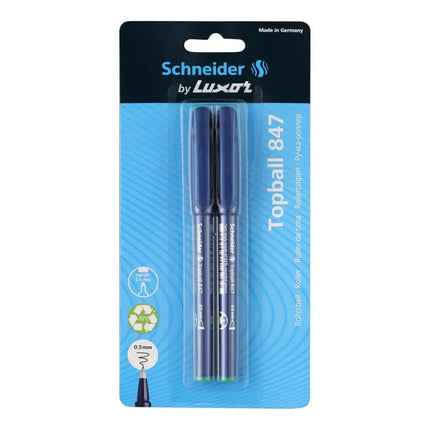 Schneider Top Ball 847 Roller Ball Pen | Pack of 2 - Green - Roller Ball Pens