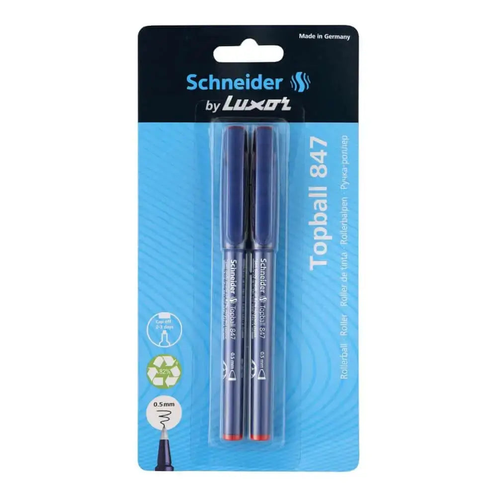 Schneider Top Ball 847 Roller Ball Pen | Pack of 2 - Red - Roller Ball Pens