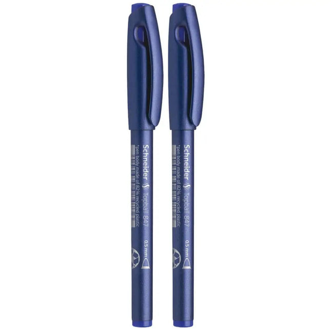 Schneider Topball 847 Roller Ball Pen | Pack of 2 - Blue - Roller Ball Pens