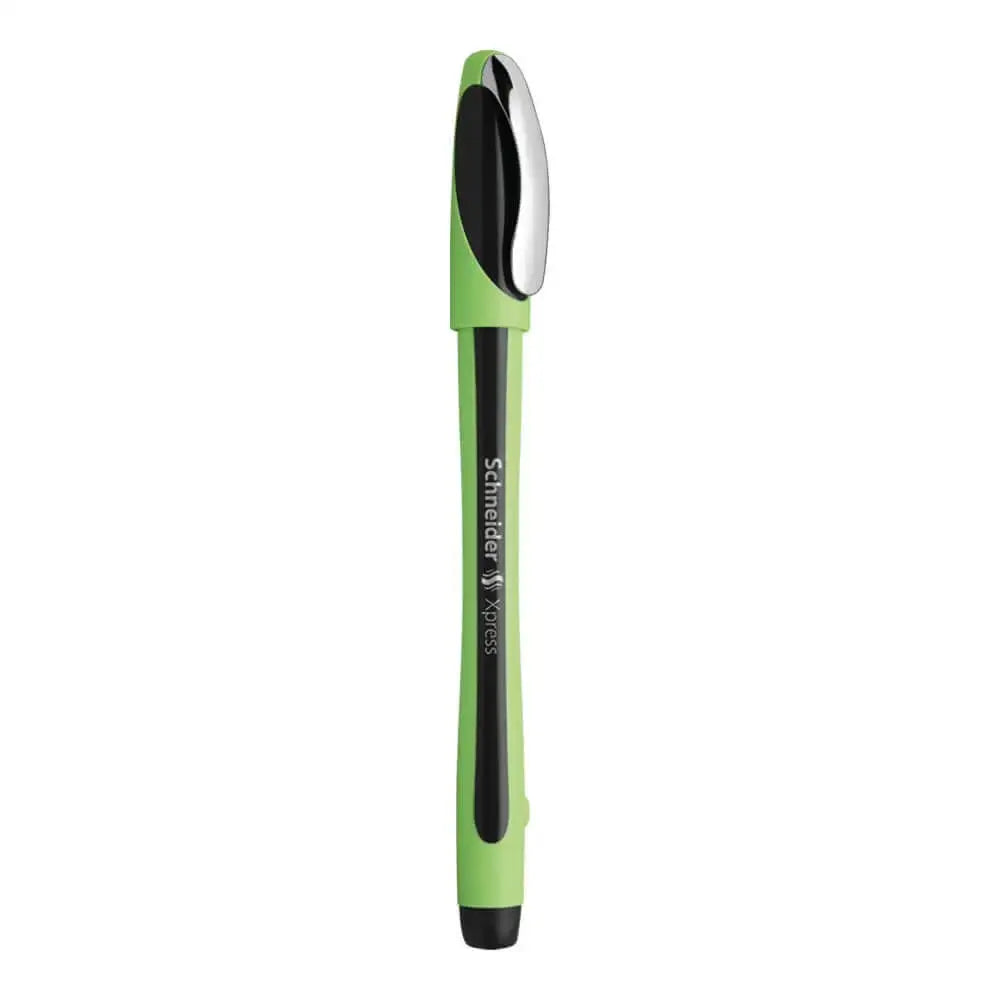 Schneider Xpress Fineliner 0.8 MM Pen in green color, featuring a comfortable ergonomic grip.