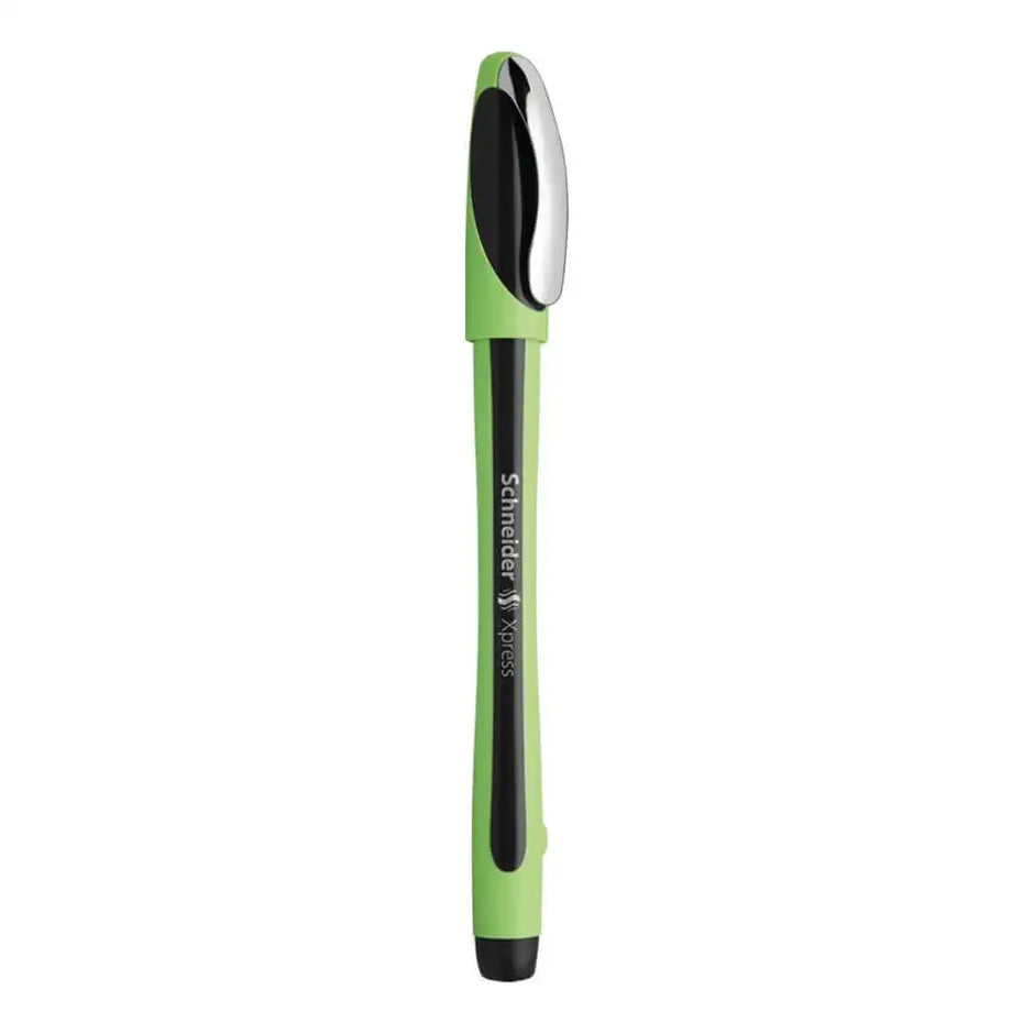 Schneider Xpress Fineliner 0.8 MM Pen in green color, featuring a comfortable ergonomic grip.