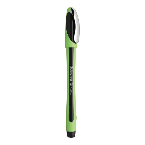 Schneider Xpress Fineliner 0.8 MM Pen in green color, featuring a comfortable ergonomic grip.