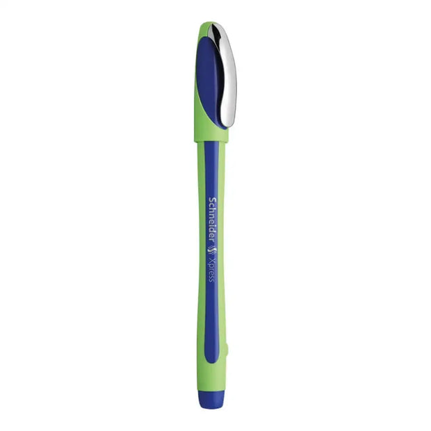 Schneider Xpress Fineliner 0.8 MM Pen in green and blue color with a sleek design for comfortable writing.