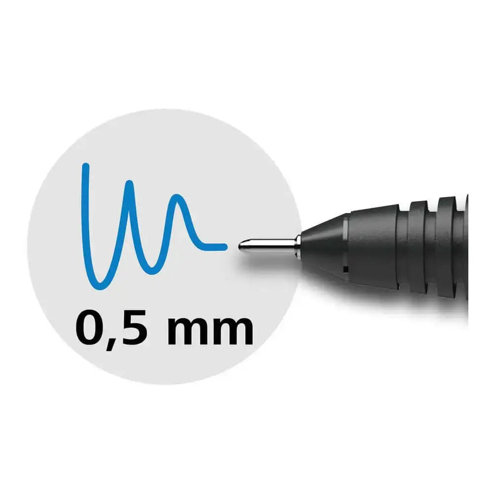 Schneider Xtra 805 0.5 MM Roller Ball Pen showing a 0.5 mm line width with precision ink flow.