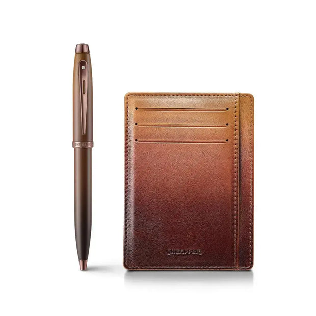 Sheaffer Coffee Edition 100 9374 Ball Pen with Card Holder - Gift Set