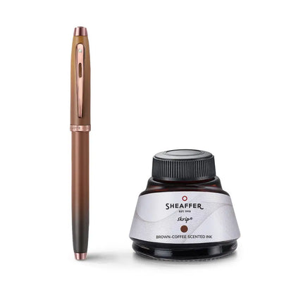 Sheaffer Coffee Edition 100 9374 Fountain Pen Medium Nib with Coffee Scented Ink Bottle - Fountain Pen
