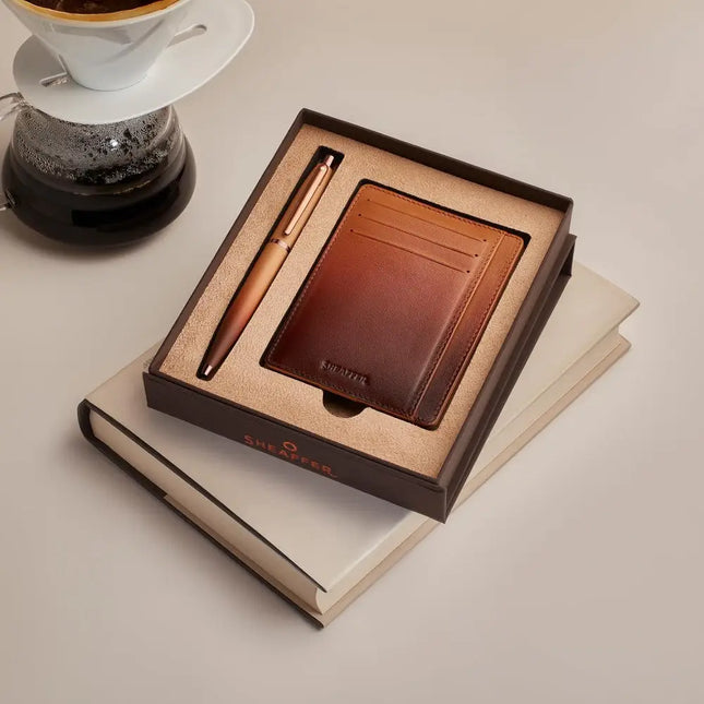 Sheaffer Coffee Edition VFM 9428 Ball Pen with Card Holder - Gift Set