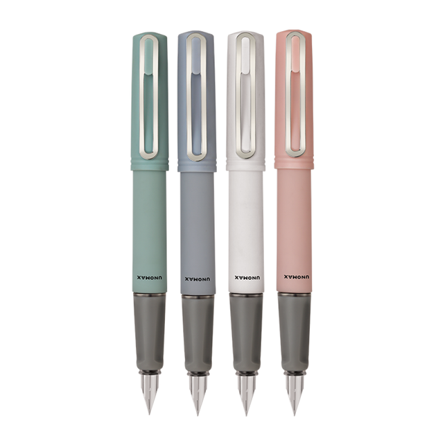 Unomax Brio Fountain Pen | Includes 3 Ink Cartridges and 1 Converter in four stylish colors.