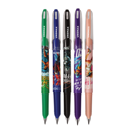 Unomax Tri-Fi Fountain Pen | Includes 2 Ink Cartridges in green, black, purple, blue, and pink colors
