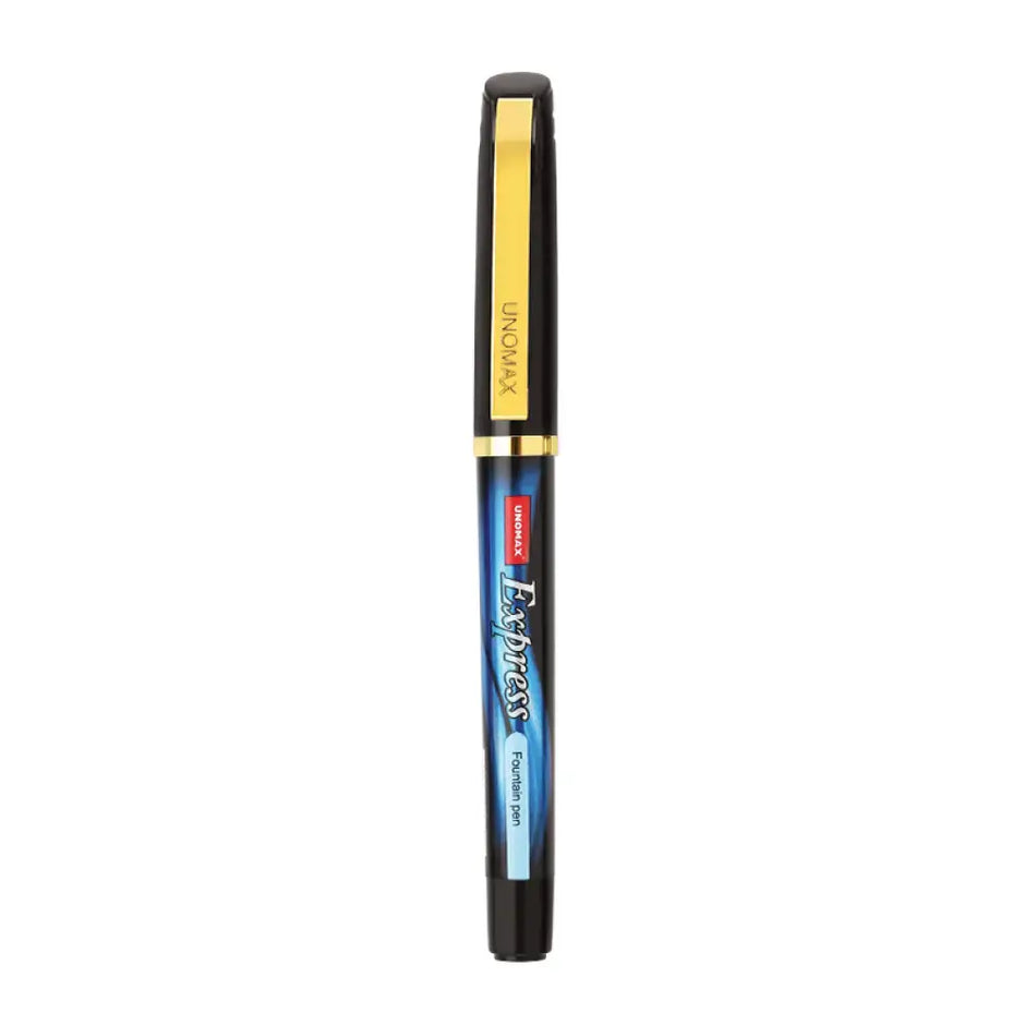 Unomax Express Gold Fountain Pen | Includes 3 Ink Cartridges and 1 Converter - Fountain Pen