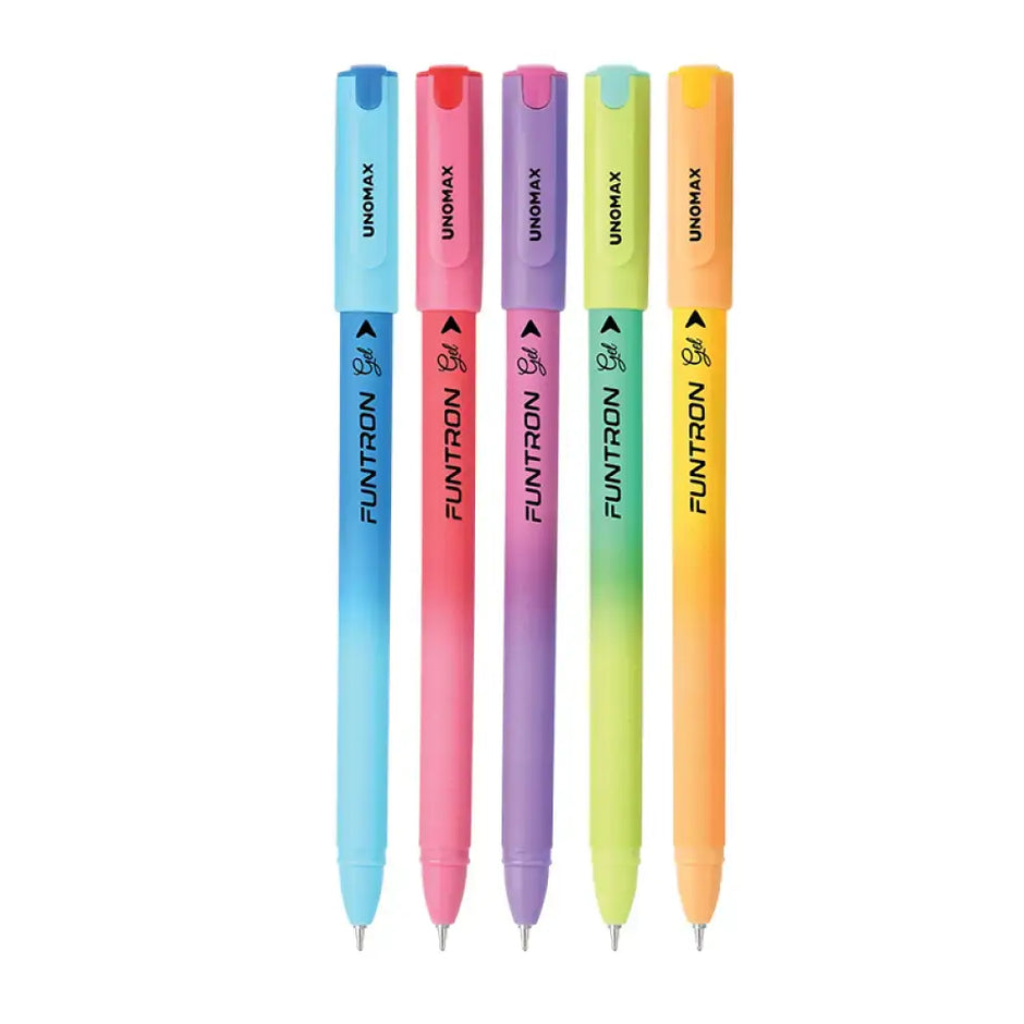 Unomax Funtron Gel Pen | Waterproof Ink | Ink Colour - Blue and Black - Blue - Gel Pens