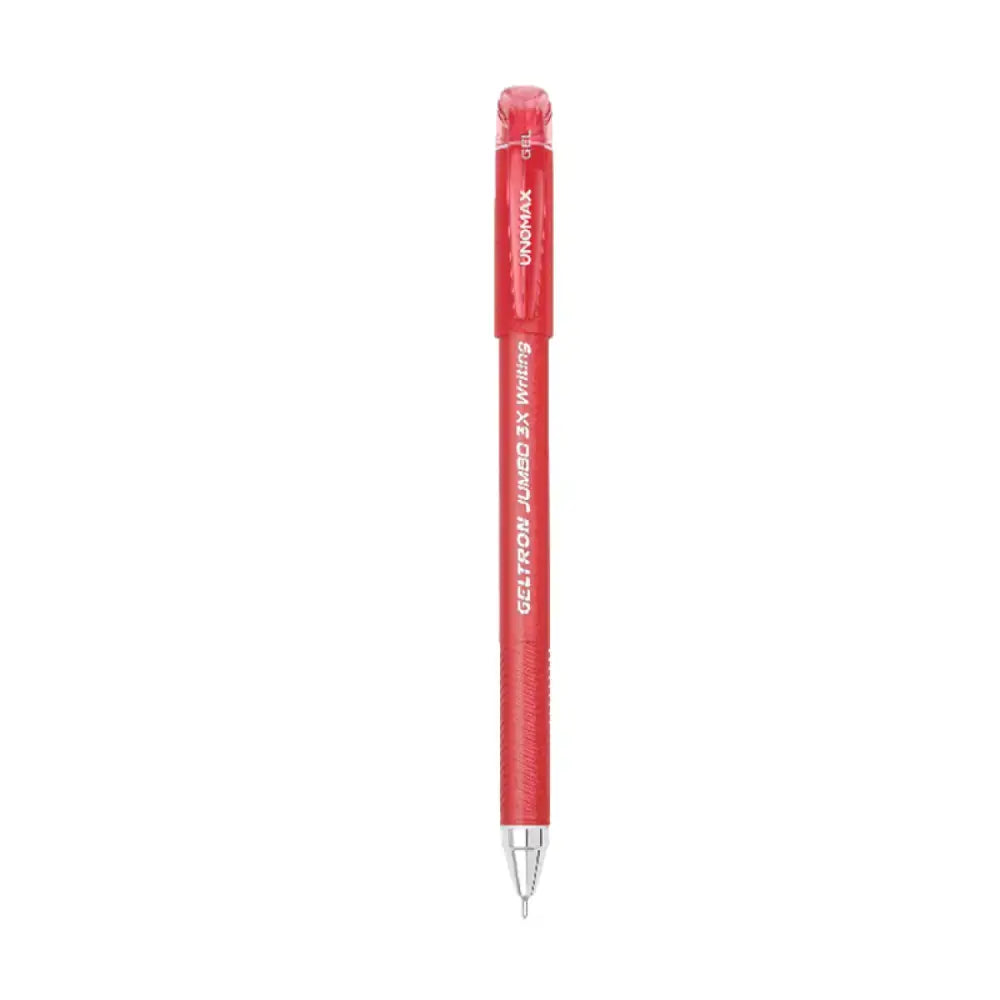 Unomax Geltron Jumbo 3X Gel Pen | Waterproof Ink | Ink Colour - Blue Black and Red - Red - Gel Pens