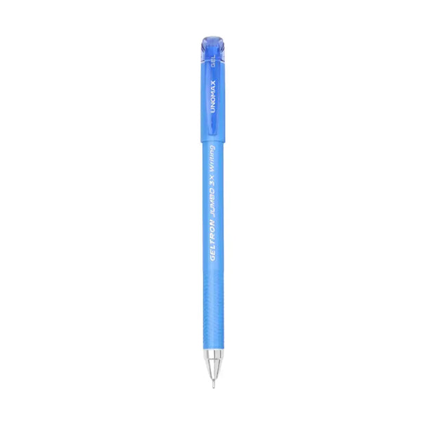 Unomax Geltron Jumbo 3X Gel Pen | Waterproof Ink | Ink Colour - Blue Black and Red - Blue - Gel Pens