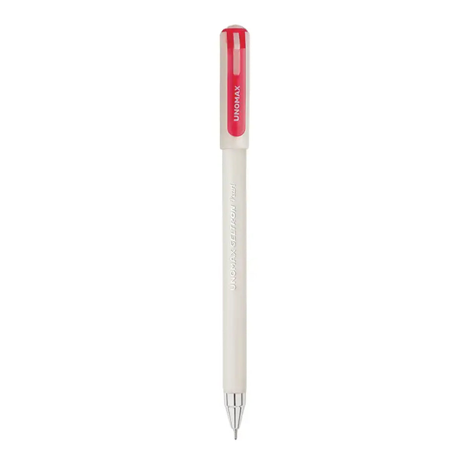 Unomax Geltron Pearl Gel Pen | Waterproof Ink | Ink Colour - Blue Black and Red - Red - Gel Pens