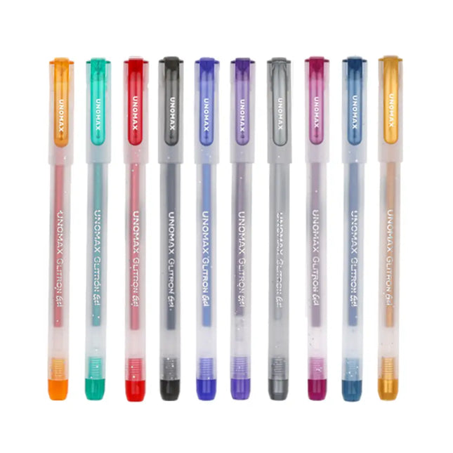 Unomax Glitron Glitter Gel Pen Set of 10 Shades - Gel Pens