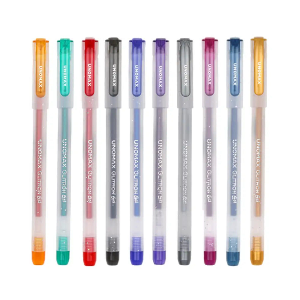 Unomax Glitron Glitter Gel Pen Set of 10 Shades - Gel Pens