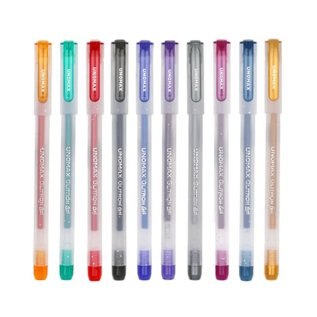 Unomax Glitron Glitter Gel Pen Set of 10 Shades - Gel Pens