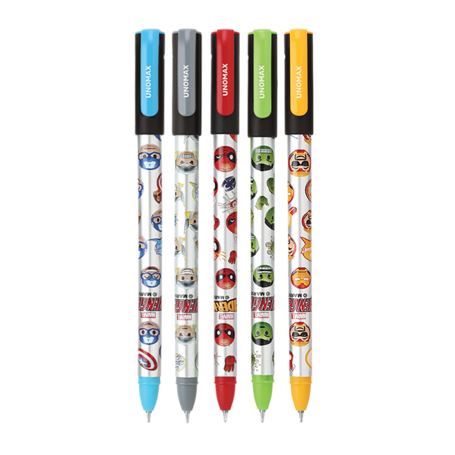 Unomax Heroes Gel Pen | Waterproof Ink | Ink Colour - Blue and color variants on display