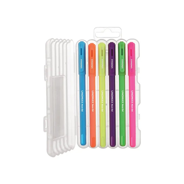 Unomax Neon Gel Pens | Set of 6 Colour Pens - Gel Pens