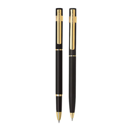 Unomax Nexa Gold Roller Ball Pen and Ball Pen Set | Ink Colour - Blue - Gift Set