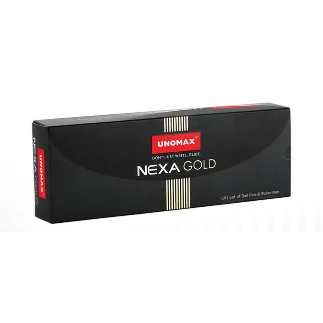 Unomax Nexa Gold Roller Ball Pen and Ball Pen Set | Ink Colour - Blue - Gift Set