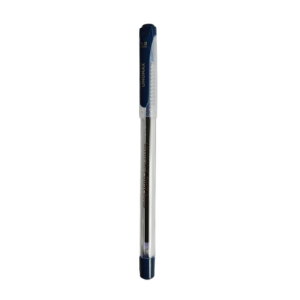 Unomax OMR Bold Ball Pen | Ink Colour - Blue, Black and Red in blue ink with transparent body and comfort grip.