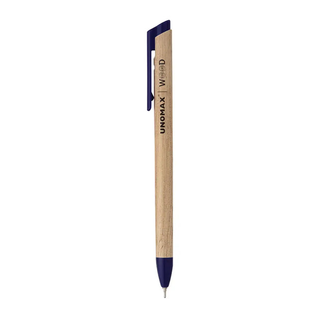 Unomax Wood Retractable Ball Pen | Ink Colour - Blue and Black - Blue - Ball Pens