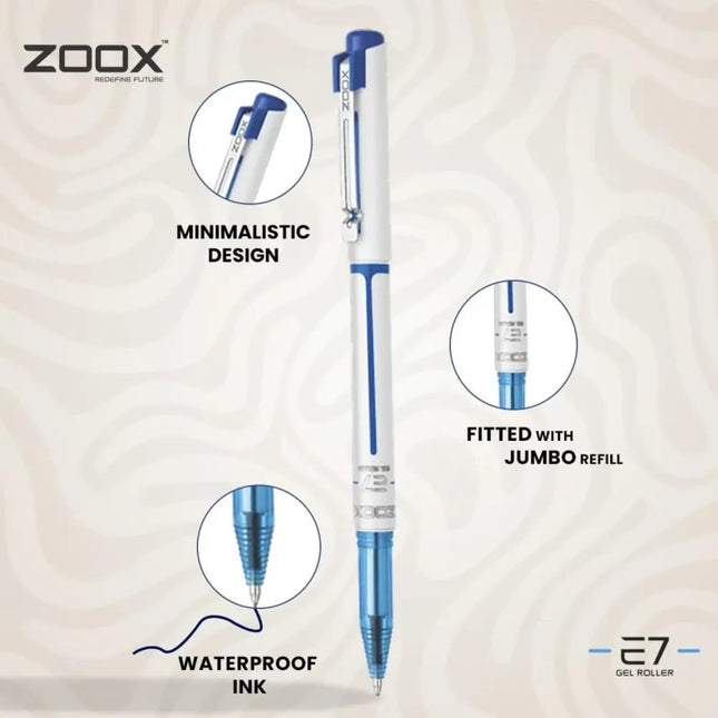 Zoox E7 Roller Gel Pen | Ink Colour - Blue and Black - Roller Ball Pens