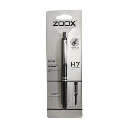 Zoox H7 Retractable Liquid Ink Pen | Ink Colour - Blue and Black - Black - Roller Ball Pens