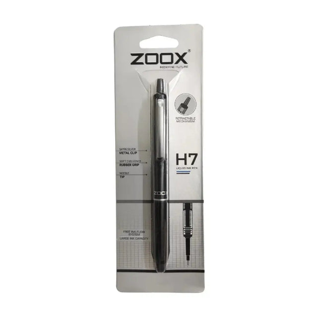 Zoox H7 Retractable Liquid Ink Pen | Ink Colour - Blue and Black - Black - Roller Ball Pens